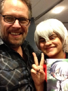 Mya a Con Alt Deleter 2015, cosplaying as Kaneki Ken from Tokyo Ghoul, with Chicagoan & voice actor Chuck Huber, who performs the English voice of Dr. Franken Stein from Soul Eater.